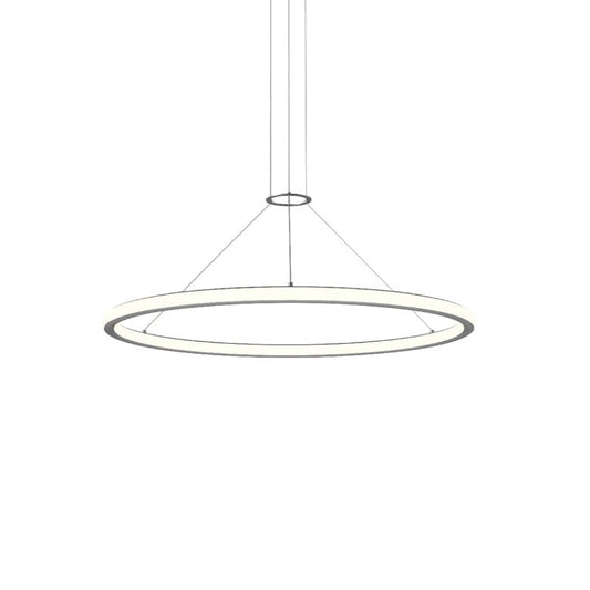 SONNEMAN Luna 36" 2-Light LED 2700K Bright Satin Aluminum White Shade Round Pendant Light