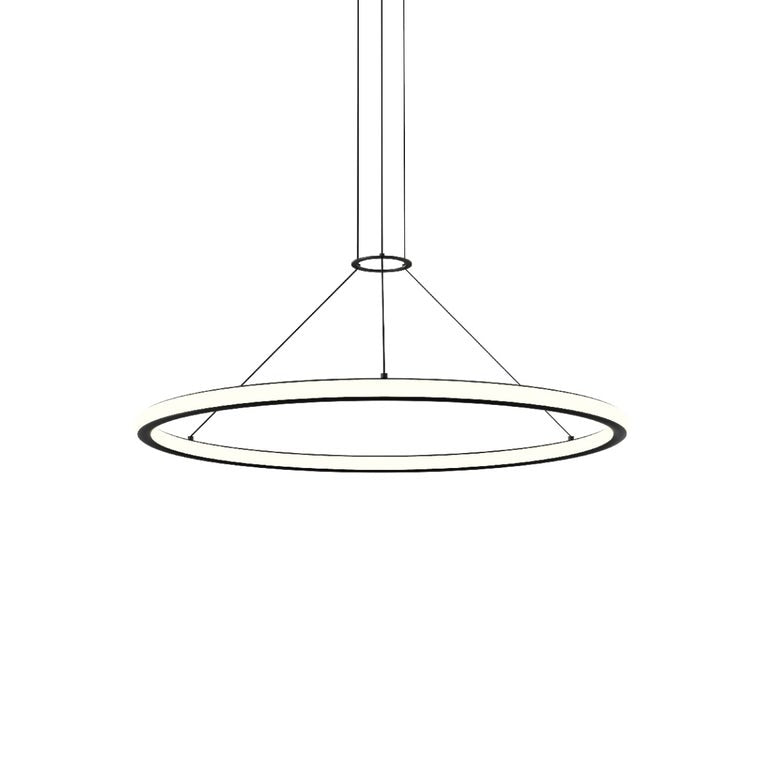 SONNEMAN Luna 36" 2-Light LED 2700K Satin Black White Shade Round Pendant Light