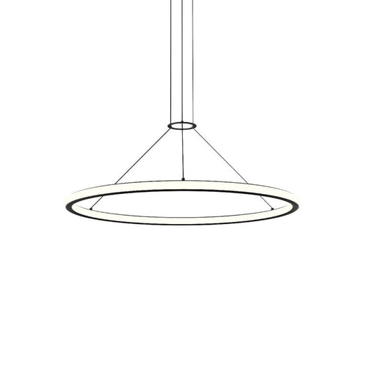 SONNEMAN Luna 36" 2-Light LED 3000K Satin Black White Shade Round Pendant Light