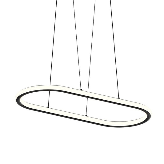 SONNEMAN Luna 36" 2-Light LED 3000K Satin Black White Silicone Shade Racetrack Pendant Light