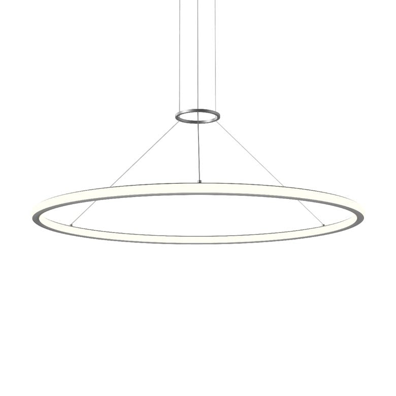 SONNEMAN Luna 48" 2-Light LED 2700K Bright Satin Aluminum White Shade Round Pendant Light