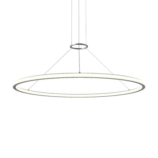 SONNEMAN Luna 48" 2-Light LED 2700K Bright Satin Aluminum White Shade Round Pendant Light