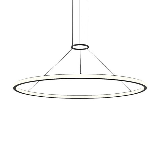 SONNEMAN Luna 48" 2-Light LED 2700K Satin Black White Shade Round Pendant Light