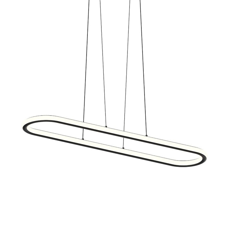 SONNEMAN Luna 48" 2-Light LED 3000K Satin Black White Silicone Shade Racetrack Pendant Light