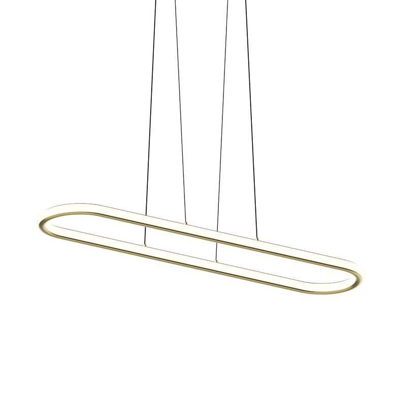 SONNEMAN Luna 48" 2-Light LED 3500K Brass White Silicone Shade Racetrack Pendant Light