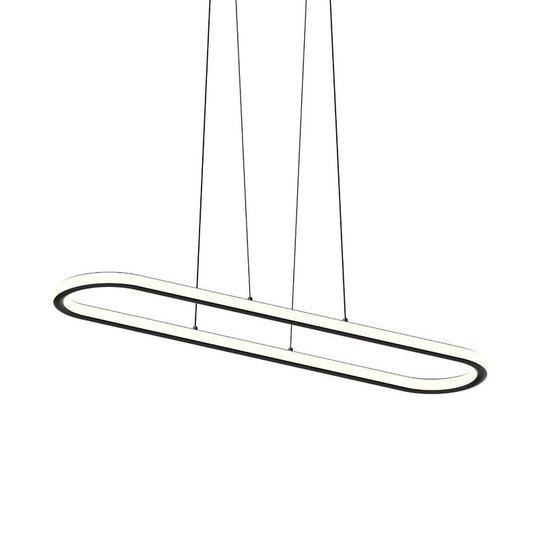 SONNEMAN Luna 48" 2-Light LED 3500K Satin Black White Silicone Shade Racetrack Pendant Light