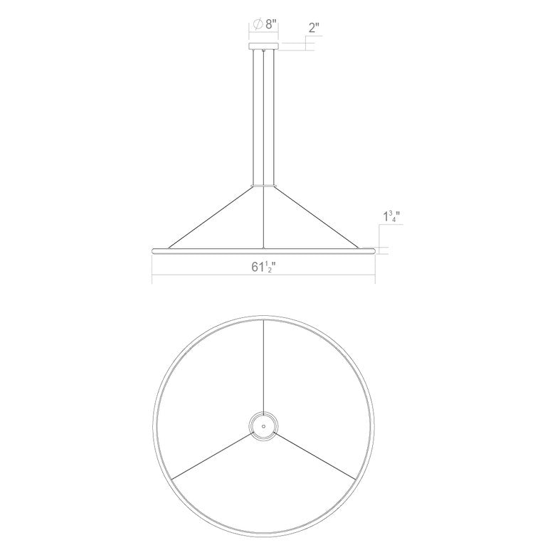 SONNEMAN Luna 60" 2-Light LED 3000K Bright Satin Aluminum White Shade Round Pendant Light
