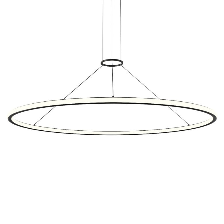 SONNEMAN Luna 60" 2-Light LED 3000K Satin Black White Shade Round Pendant Light