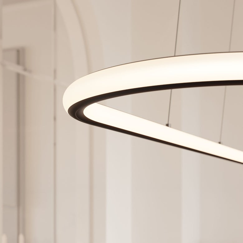 SONNEMAN Luna 60" 2-Light LED 3000K Satin Black White Silicone Shade Racetrack Pendant Light