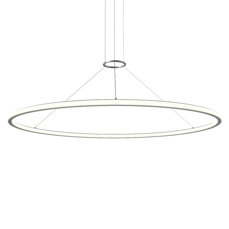 SONNEMAN Luna 60" 2-Light LED 3500K Bright Satin Aluminum White Shade Round Pendant Light