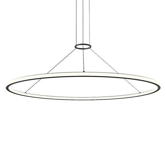 SONNEMAN Luna 60" 2-Light LED 3500K Satin Black White Shade Round Pendant Light