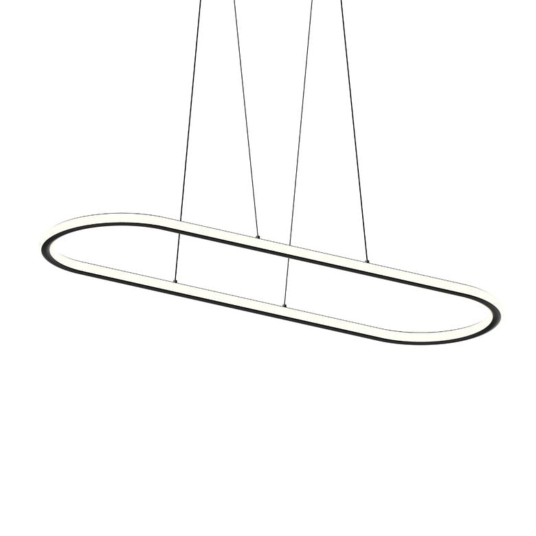 SONNEMAN Luna 60" 2-Light LED 3500K Satin Black White Silicone Shade Racetrack Pendant Light