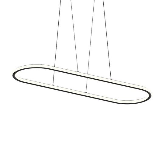 SONNEMAN Luna 60" 2-Light LED 3500K Satin Black White Silicone Shade Racetrack Pendant Light
