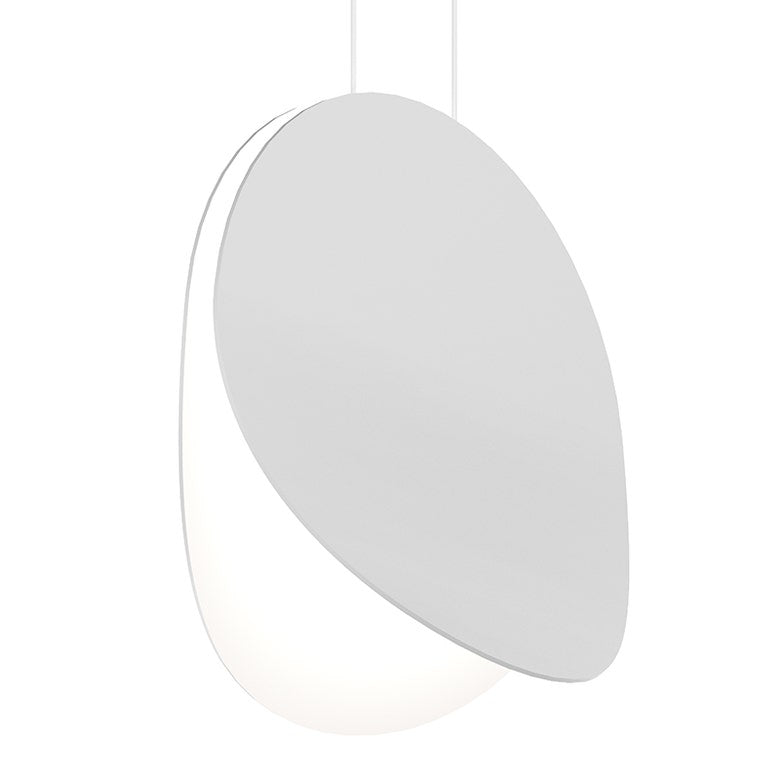 SONNEMAN Malibu Discs 14" 1-Light LED Satin White Dove Gray Pendant Light With 20' Cord Length