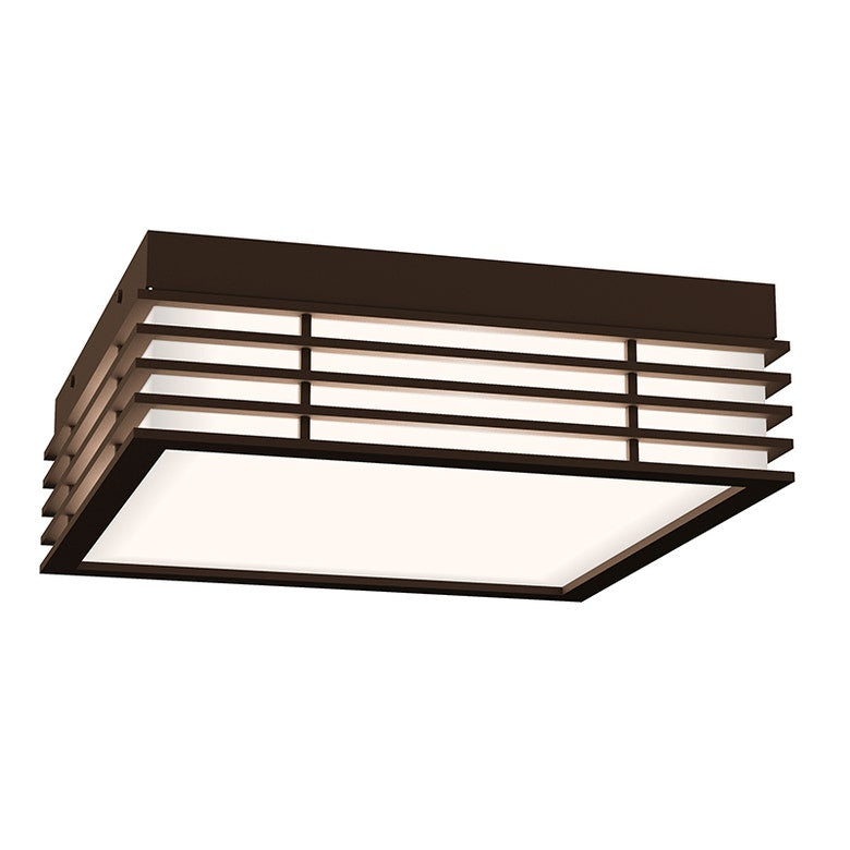 SONNEMAN Marue 10" 1-Light LED Square Textured Bronze Optical Acrylic Shade Surface Flush Mount Lighting