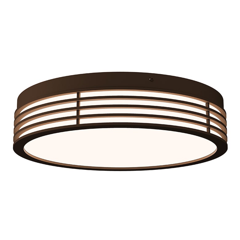 SONNEMAN Marue 14" 1-Light LED Round Textured Bronze Optical Acrylic Shade Surface Flush Mount Lighting