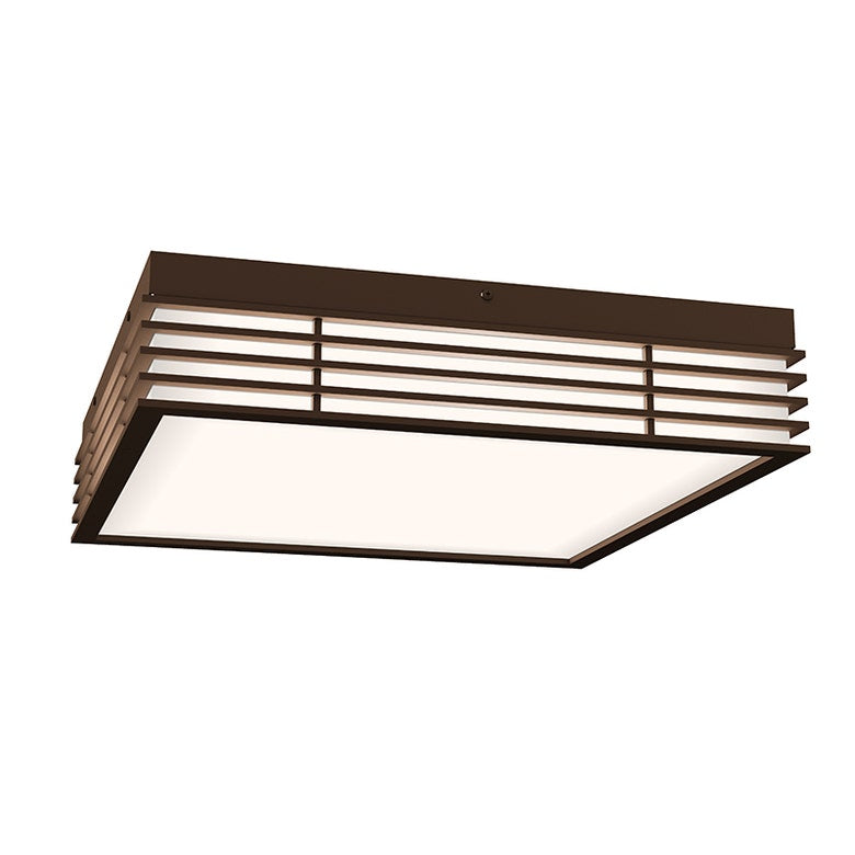 SONNEMAN Marue 14" 1-Light LED Square Textured Bronze Optical Acrylic Shade Surface Flush Mount Lighting