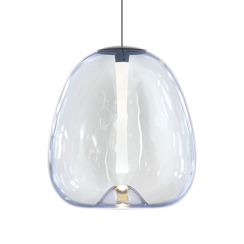 SONNEMAN Mela 1-Light LED Satin Black Glass With Frosted Acrylic Shade Large Pendant Light