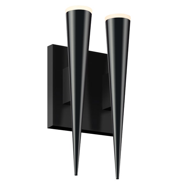 SONNEMAN Micro Cone 2-Light LED Satin Black Optical Acrylic Shade Double Wall Sconce