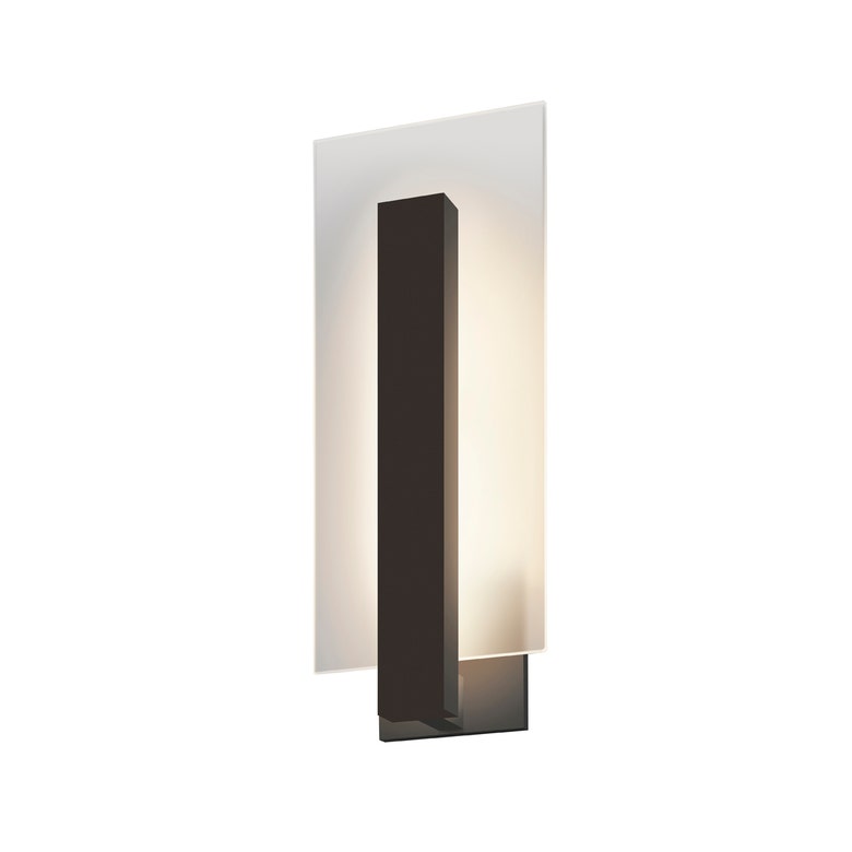 SONNEMAN Midtown Integral LED Tall Textured Bronze Etched Glass Shade Wall Sconce