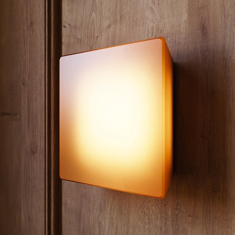 SONNEMAN Mist 1-Light LED Textured White Amber Etched Glass Diffuser Shade Square Wall Sconce