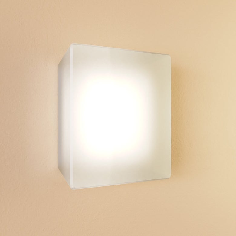 SONNEMAN Mist 1-Light LED Textured White Clear Etched Glass Diffuser Shade Square Wall Sconce
