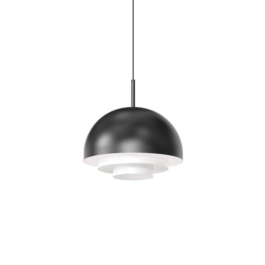 SONNEMAN Modern Tiers 12" 1-Light Satin Black Dome Metal Shade Pendant Light