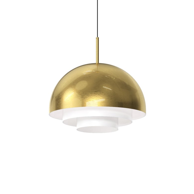 SONNEMAN Modern Tiers 16" 1-Light Brass Dome Metal Shade Pendant Light