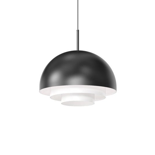 SONNEMAN Modern Tiers 16" 1-Light Satin Black Dome Metal Shade Pendant Light