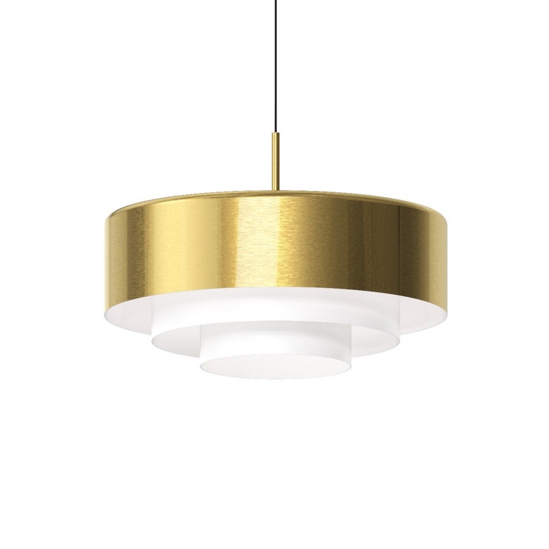 SONNEMAN Modern Tiers 20" 1-Light Brass Flat Metal Shade Pendant Light