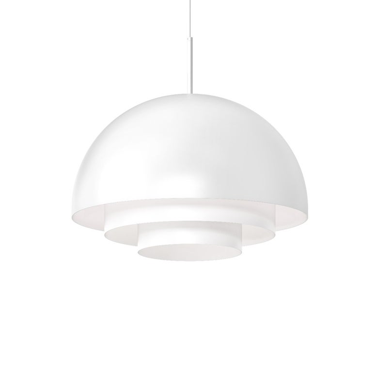 SONNEMAN Modern Tiers 20" 1-Light Satin White Dome Metal Shade Pendant Light