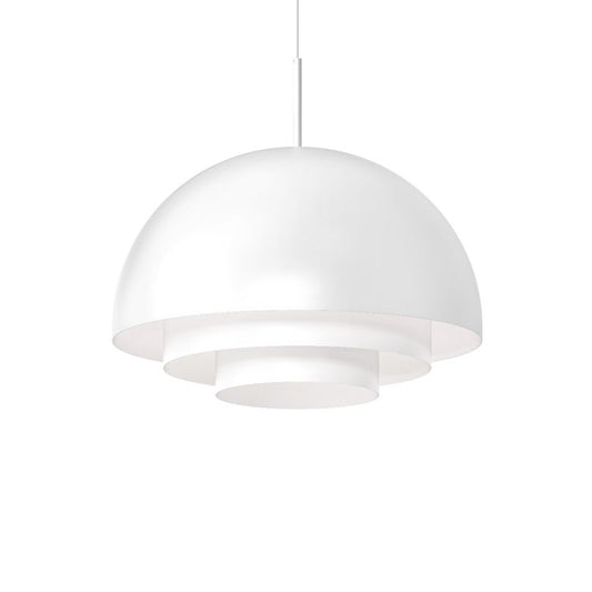 SONNEMAN Modern Tiers 20" 1-Light Satin White Dome Metal Shade Pendant Light