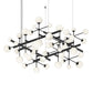 SONNEMAN Nebula Square 15-Light LED Standard Satin Black White Cased Glass Shade Chandelier With 20FT Cord Length