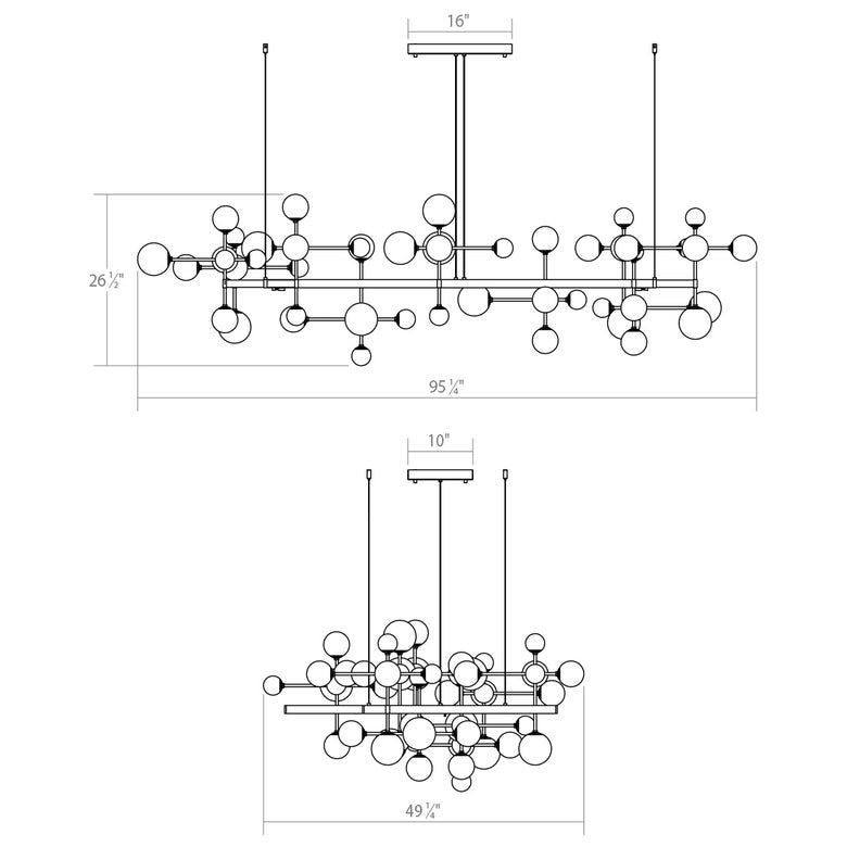 SONNEMAN Nebula Zig Zag 19-Light LED Satin Black White Cased Glass Shade Chandelier With 6FT Cord Length