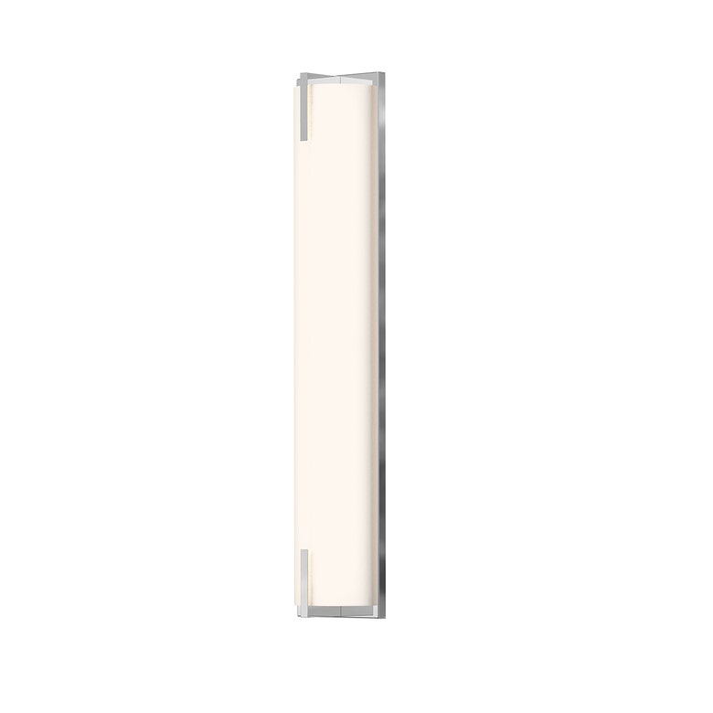 SONNEMAN New Edge 24" 1-Light LED Polished Chrome White Etched Glass Shade Vanity Bath Bar Lighting