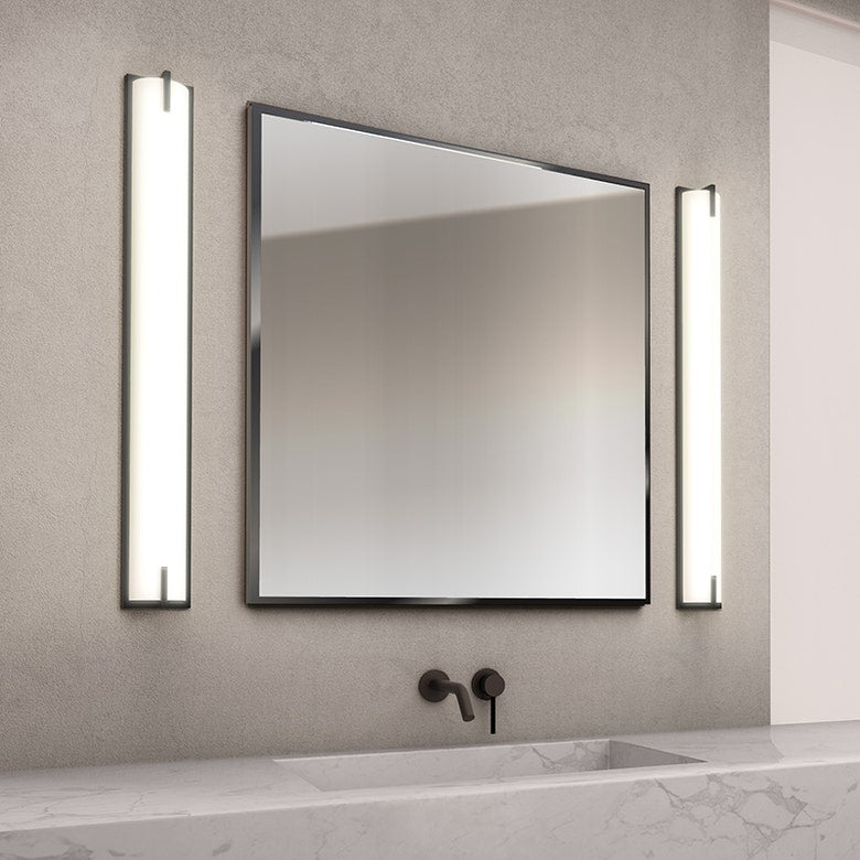 SONNEMAN New Edge 24" 1-Light LED Satin Black White Etched Glass Shade Vanity Bath Bar Lighting