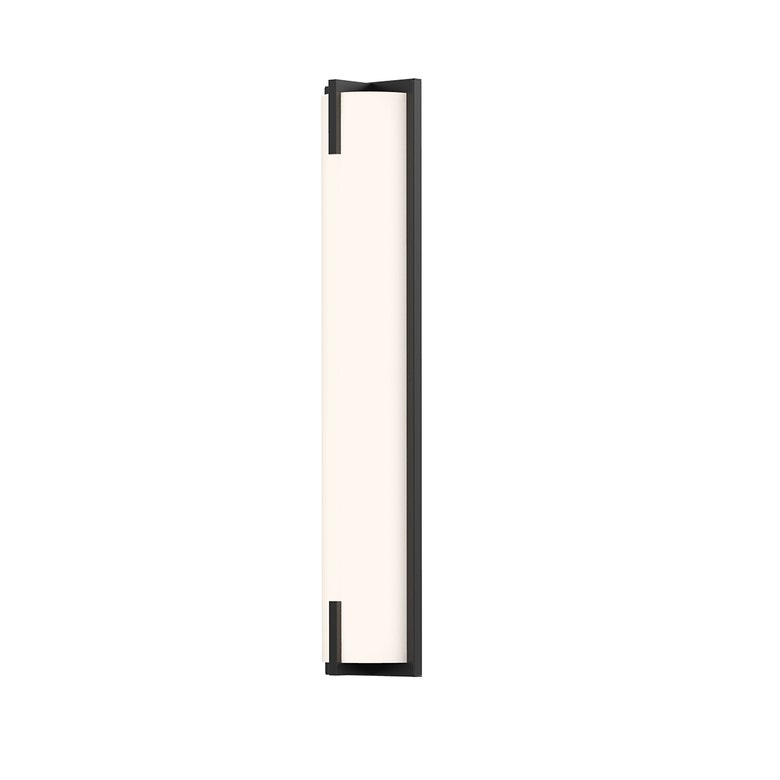SONNEMAN New Edge 24" 1-Light LED Satin Black White Etched Glass Shade Vanity Bath Bar Lighting