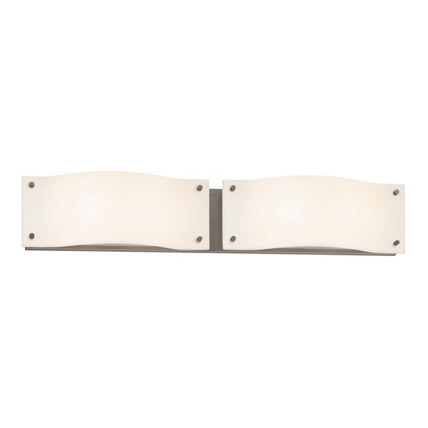 SONNEMAN Oceana 28" 2-Light LED Satin Nickel Etched Glass Shade Vanity Bath Bar Lighting
