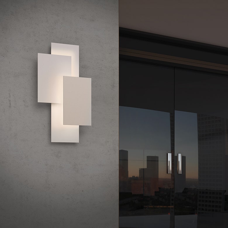 SONNEMAN Offset 1-Light LED Textured White Aluminum Shade Wall Sconce Panels