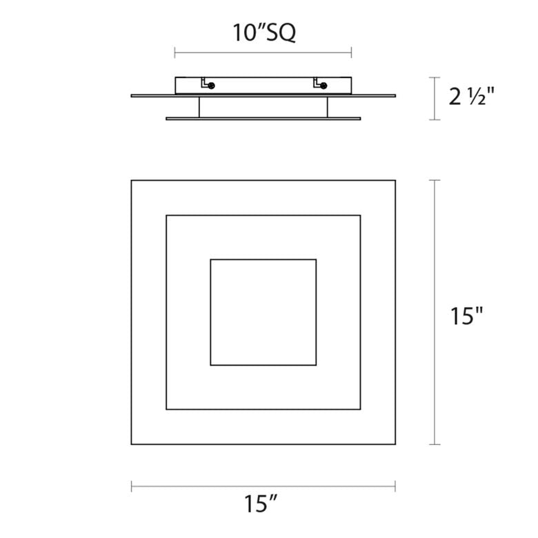 SONNEMAN Offset 16" LED Square Textured White Surface Flush Mount