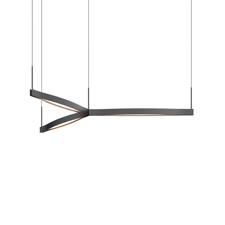 SONNEMAN Ola 55" 3-Light LED Tri-Star Satin Black Linear Suspension Pendant Light