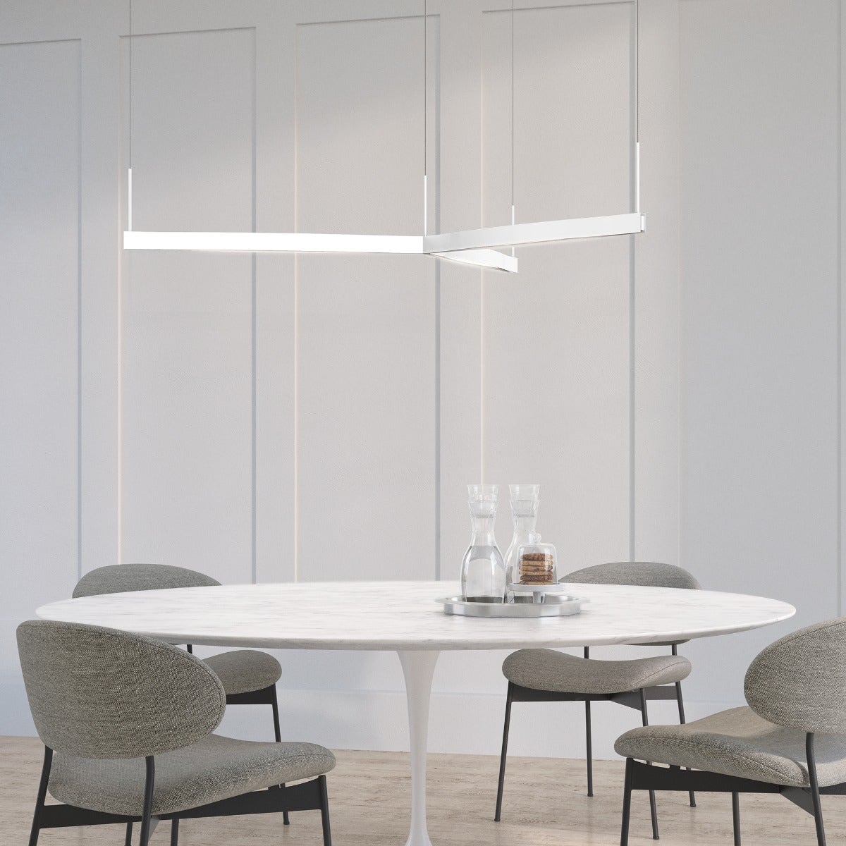 SONNEMAN Ola 55" 3-Light LED Tri-Star Satin White Linear Suspension Pendant Light