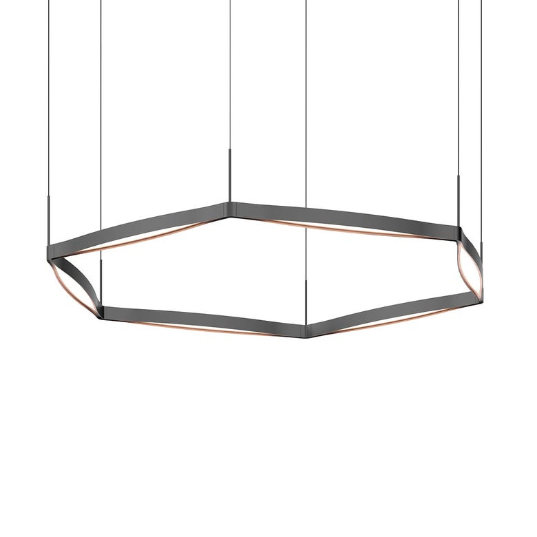 SONNEMAN Ola 55" 6-Light LED Single Ring Satin Black Linear Suspension Pendant Light