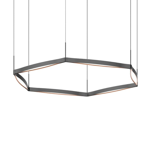 SONNEMAN Ola 55" 6-Light LED Single Ring Satin Black Linear Suspension Pendant Light