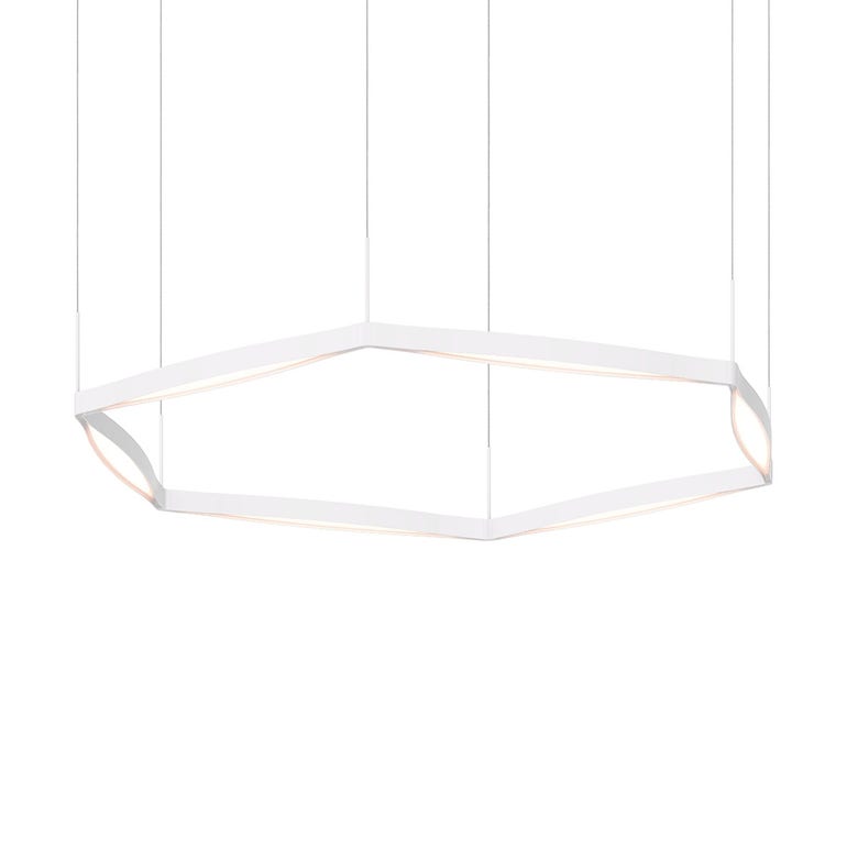 SONNEMAN Ola 55" 6-Light LED Single Ring Satin White Linear Suspension Pendant Light
