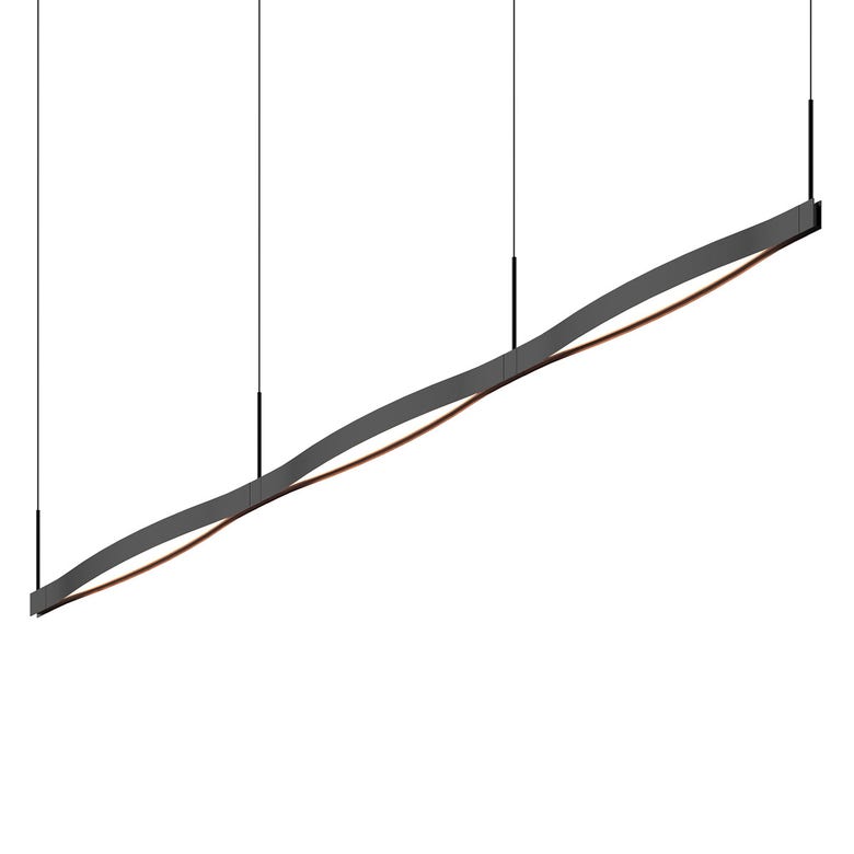 SONNEMAN Ola 82" 3-Light LED Triple Liner Satin Black Linear Suspension Pendant Light