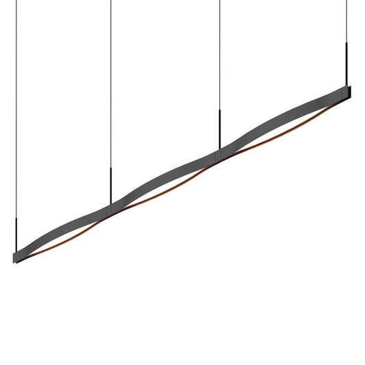 SONNEMAN Ola 82" 3-Light LED Triple Liner Satin Black Linear Suspension Pendant Light