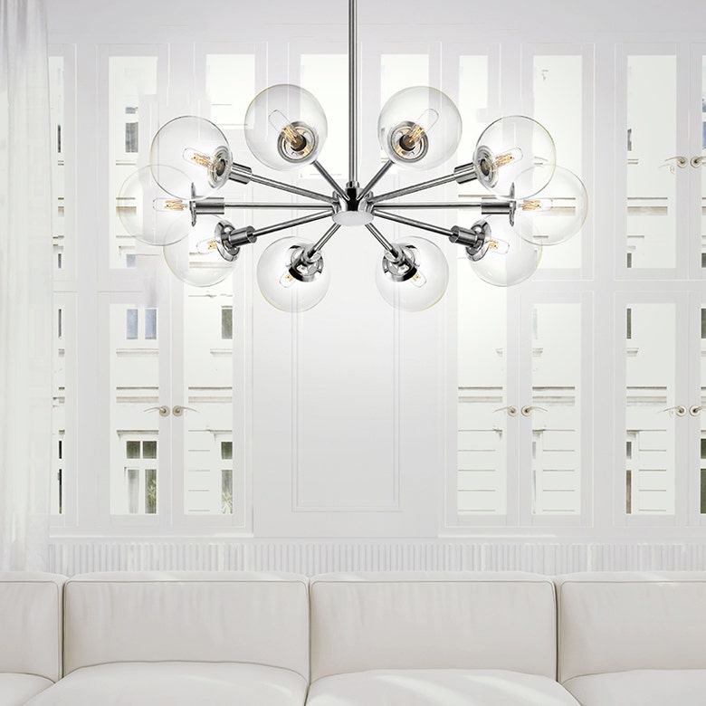 SONNEMAN Orb 10-Light Radial Polished Chrome Chandelier