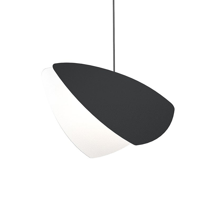 SONNEMAN Papillons 1-Light LED Satin Black Metal Shade Large Single Pendant Light