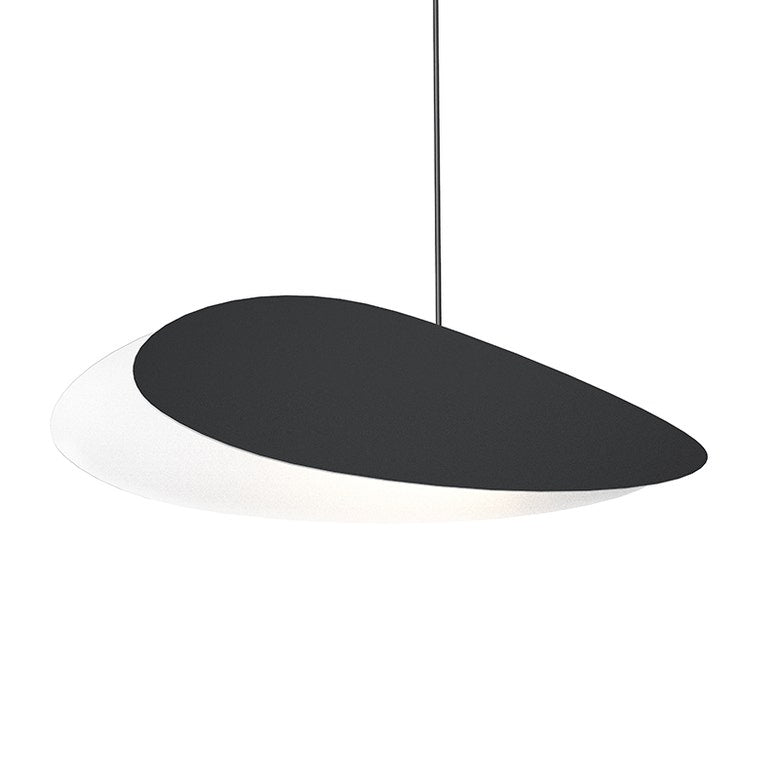 SONNEMAN Papillons 1-Light LED Satin Black Metal Shade Long Oval Single Pendant Light